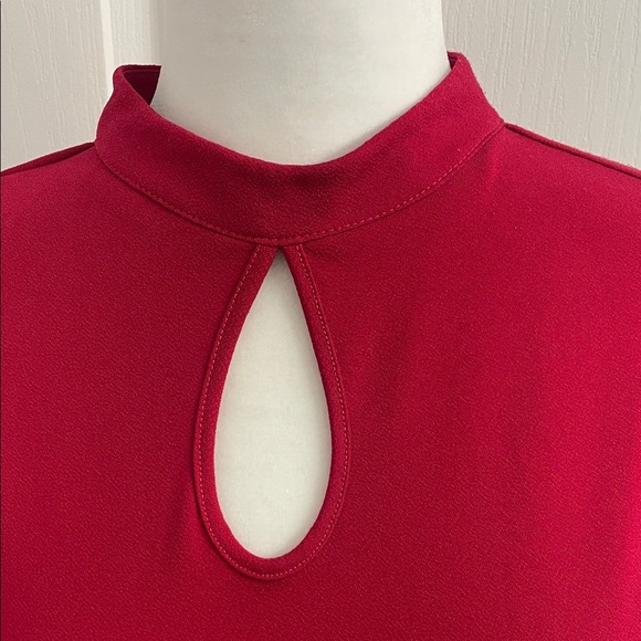 Adrianna Papell Blouse Flutter Sleeves Keyhole Front Mandarin Collar Size S - Picture 3 of 12